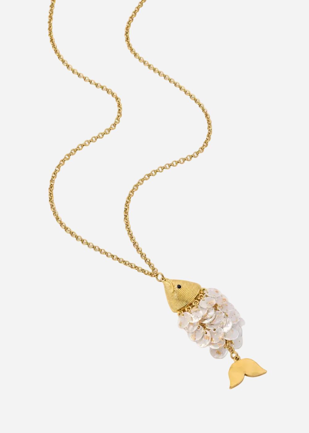 Sautoir poisson beige