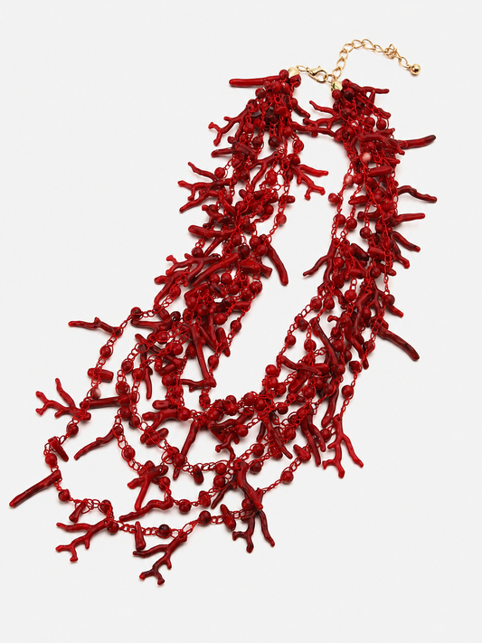 Collier coquillage rouge