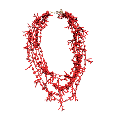Collier coquillage rouge
