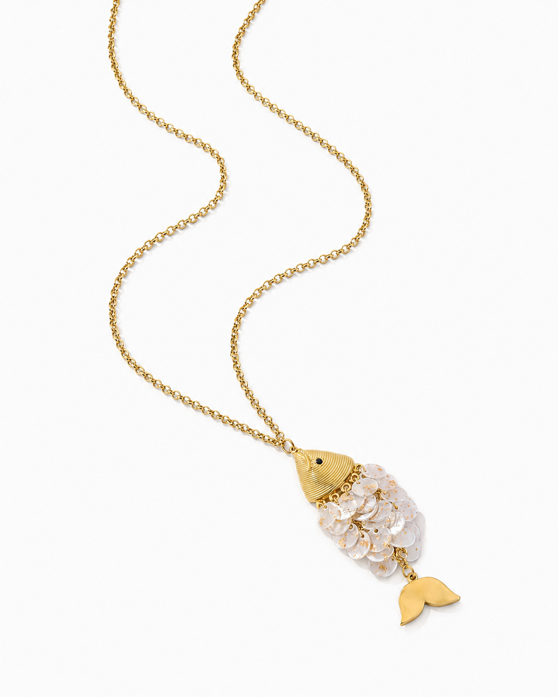 Sautoir poisson beige