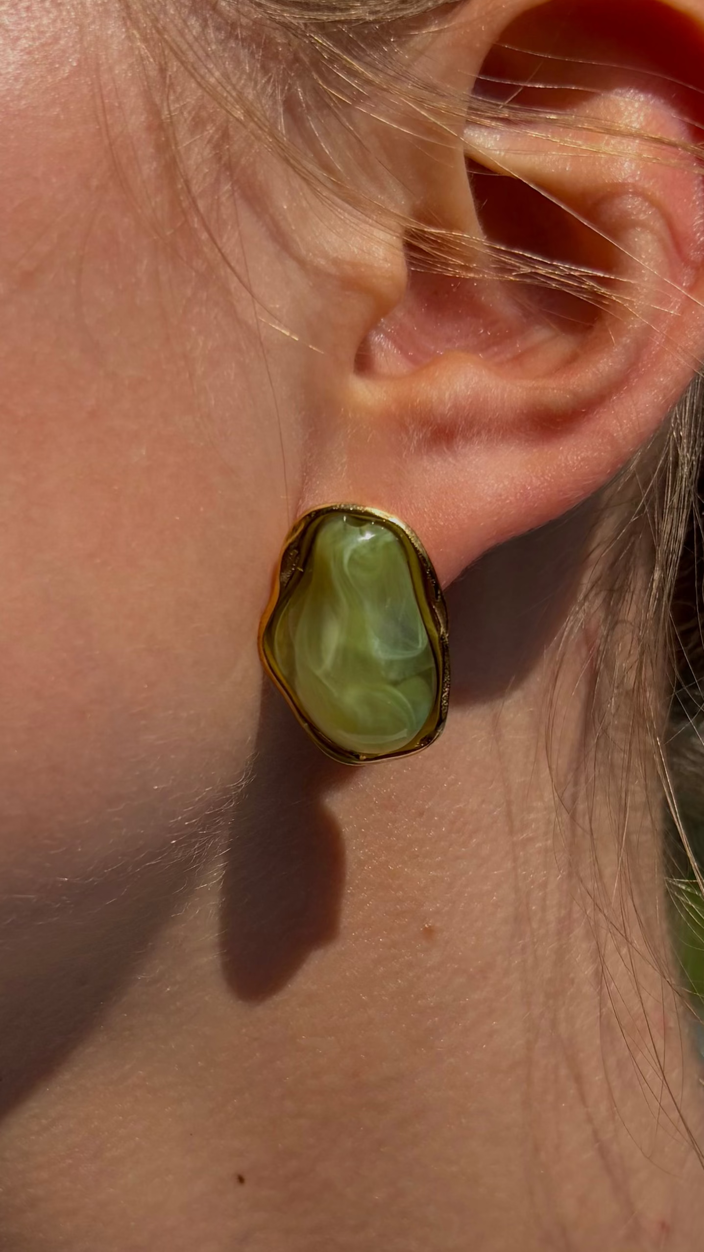 Boucle d'oreille pierre de pistache