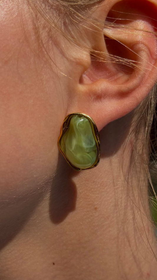 Boucle d'oreille pierre de pistache